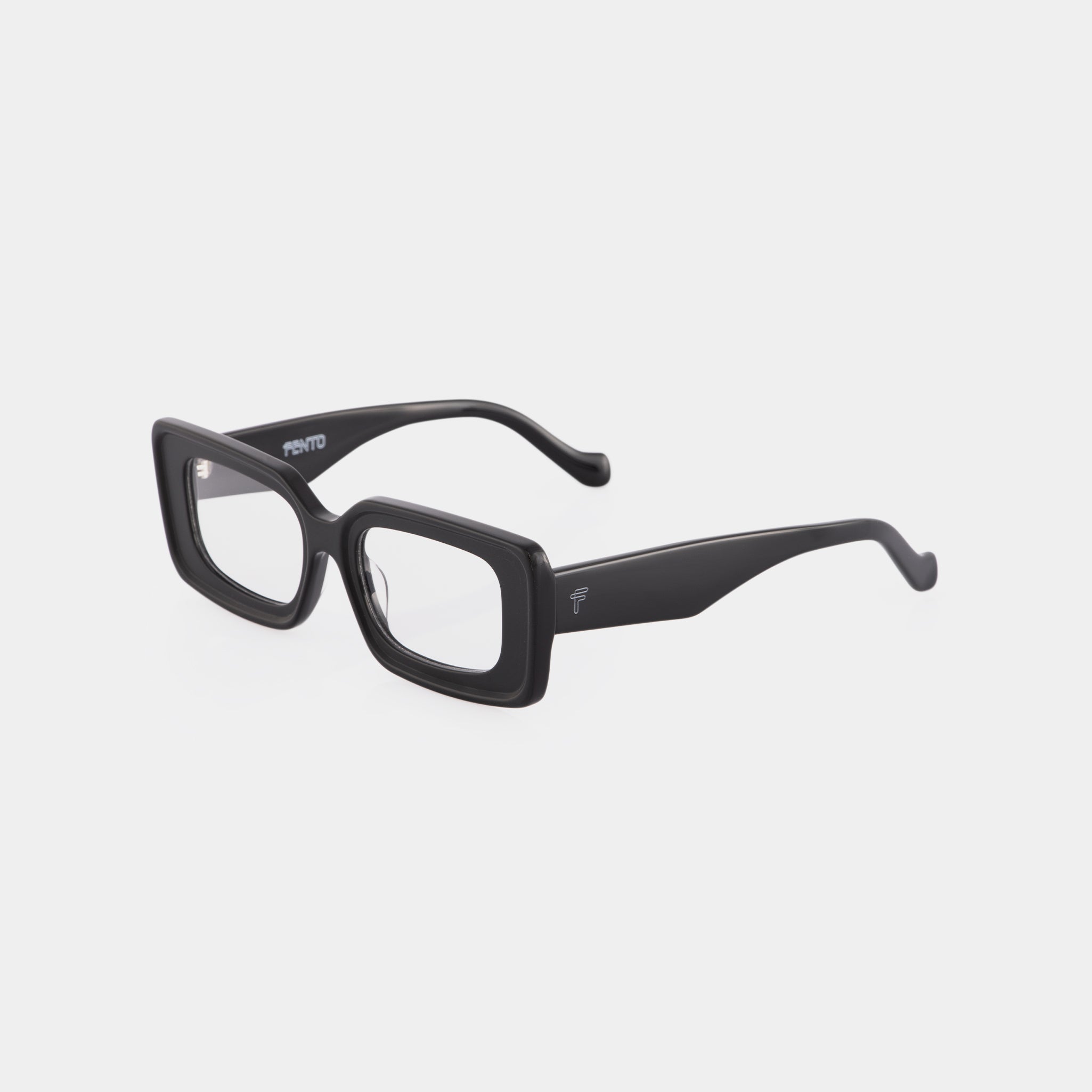 Fento Cameron – gafas de acetato negro con líneas limpias y calce unisex. Diseñadas en Medellín. Envíos en Colombia. Compra online.