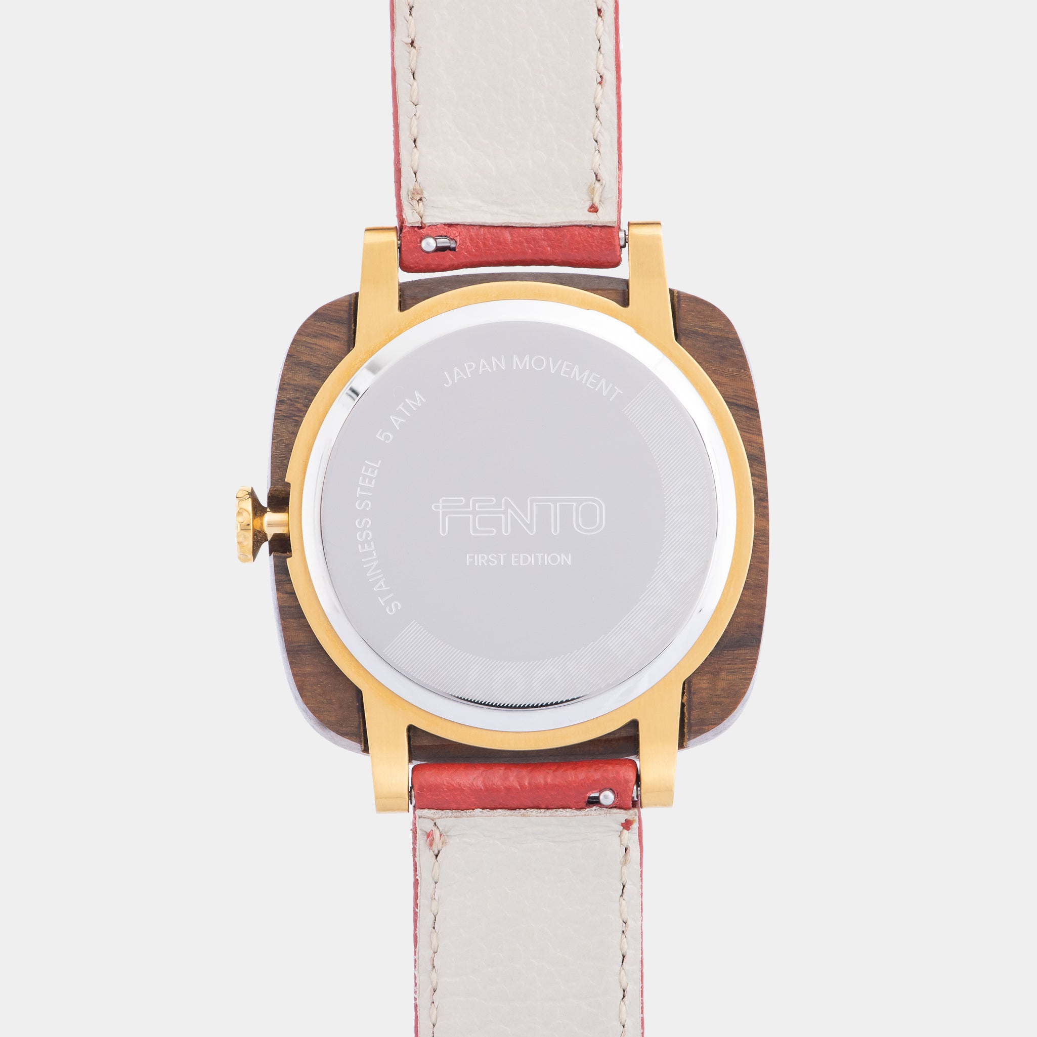 Reloj elegante para mujer Foster – diseño en madera y piel roja
