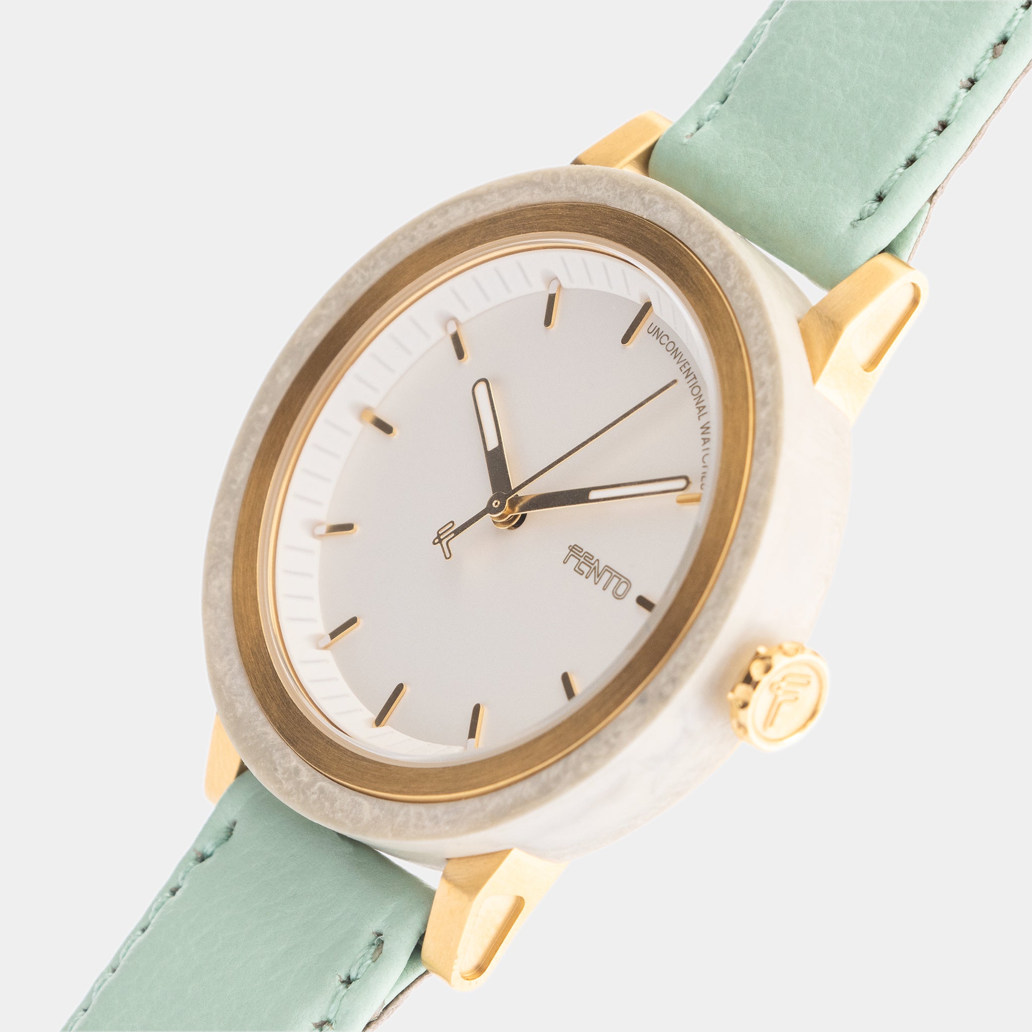 Reloj elegante Windsor Mint – esfera verde menta y correa de piel