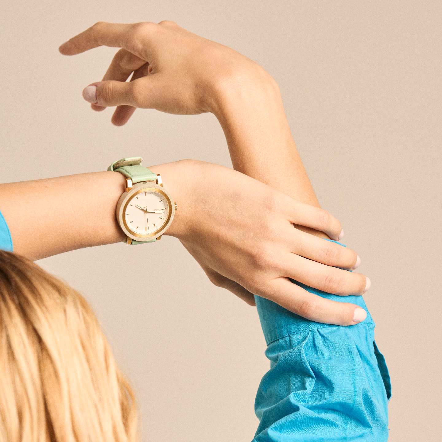 Reloj de vestir Windsor – tono mint suave con correa de cuero genuino

