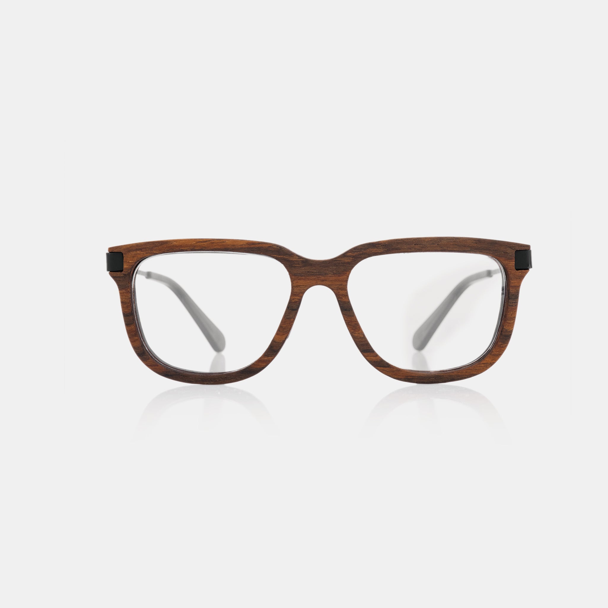 Gafas Specta Wood en madera color teak con detalles en negro